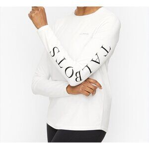 Talbots Shirt Womens 3X UPF 50 Protection White Long Sleeve Logo Black Spellout